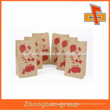 Biodegradable and flat bottom custom paper bag /kraft paper bag with wholesale price for strawberry packaging
